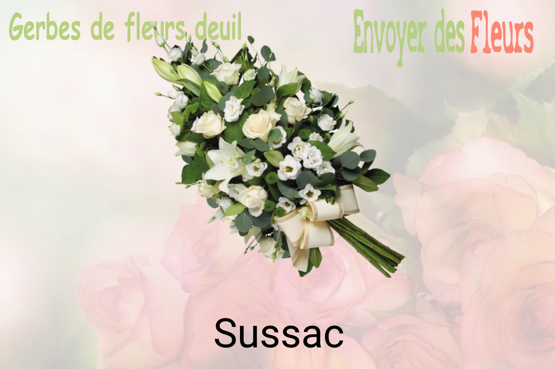 Gerbe de fleurs de deuil livrée à Sussac